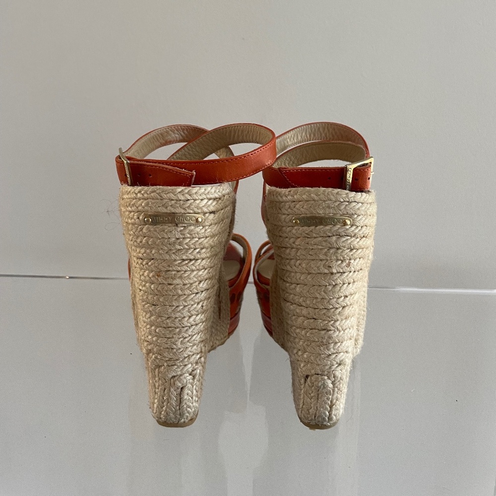 Jimmy Choo Orange Espadrille Wedge Sandals - Picture 4 of 5